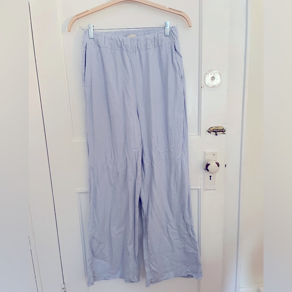 Abercrombie and Fitch pull on wide leg pants. Size medium. Light blue.